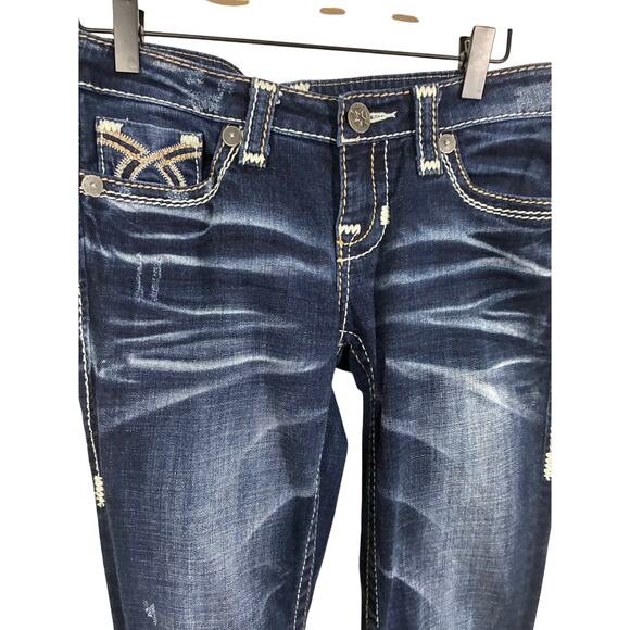 Big Star Jenae Skinny Stretch Jeans Cowboy Rodeo Ranch Low Rise Denim Farmer - Picture 2 of 7